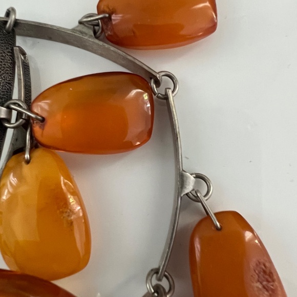 Vintage Baltic Amber 875 Silver Bracelet 60's USSR - Picture 7 of 9